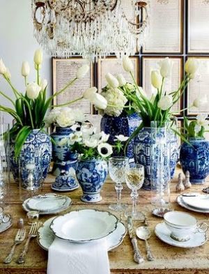 Flowers in vases - Judy Elliott Interiors blue and white vases.jpg